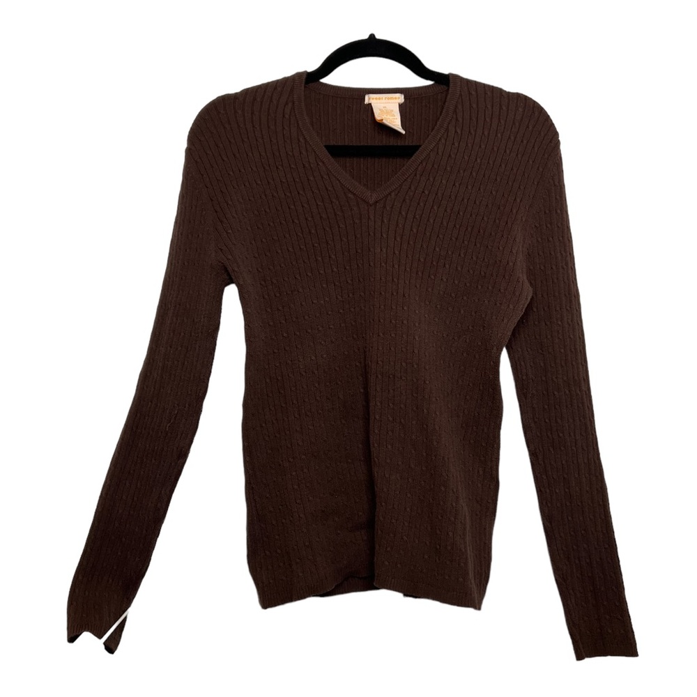 brown v-neck sweater